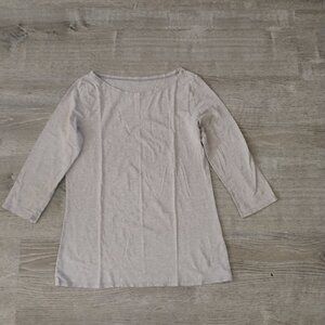 Garnet Hill Heather Grey 3/4 Sleeve Boatneck Top - Women's XS - Soft & Classic